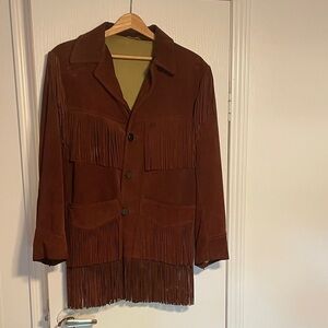 Vintage Brown Suede Fringe Leather Jacket